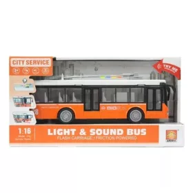   WenY City Service narancssárga színű zenélő és világító játék trolibusz