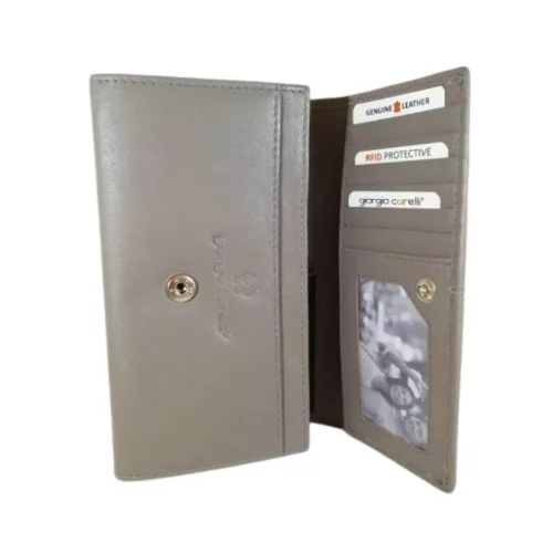 Kadro Carelli nagyméretű női bőr pénztárca szürke színben