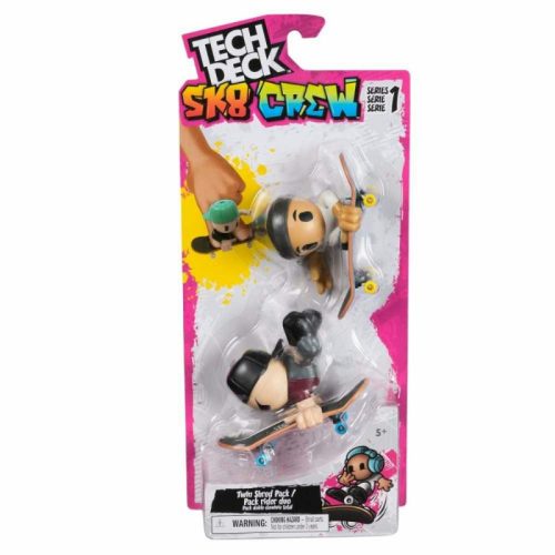 Tech Deck SK8 Crew Twin Shred Pack - Fekete sapkás és Szürke sapkás játékfigura ujjgördeszkával (2 db)