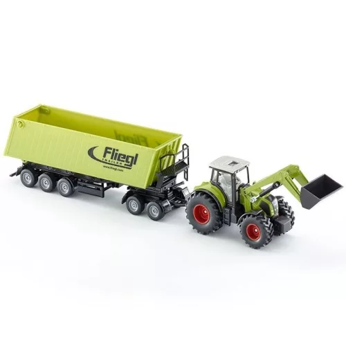 SIKU 1949 Traktor emelővel és trélerrel