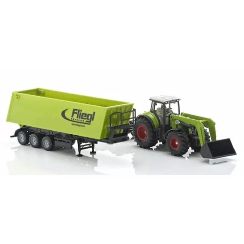 SIKU 1949 Traktor emelővel és trélerrel