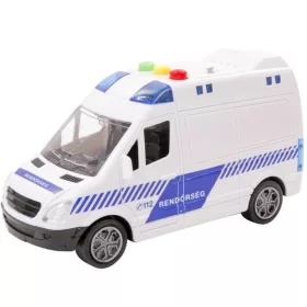 Lendkerekes magyar rendőrautó fény- és hangjelzéssel (14 cm)