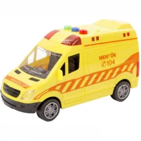Lendkerekes magyar mentőautó fény- és hangjelzéssel – 14 cm