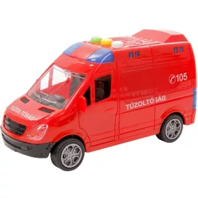 Lendkerekes magyar tűzoltó autó fény- és hangjelzéssel (14 cm)