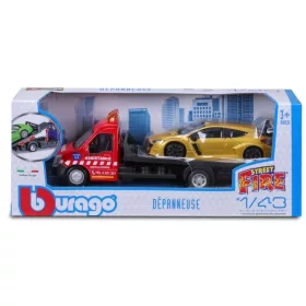 Bburago Street Fire autómentő tréler Renault Megane RS kisautóval (1:43)
