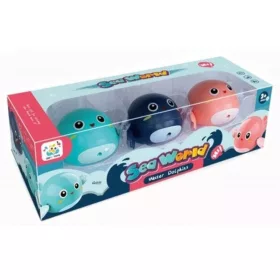 Felhúzható műanyag delfinek fürdőjáték (3 db/csomag)