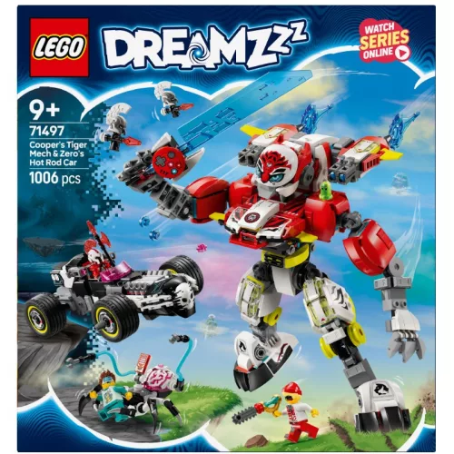 LEGO DREAMZzz 71497 Cooper tigrisrobotja és Zero hot rodautója
