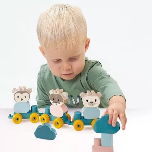 Écoiffier BB Abrick didaktikus kisvonat építőjáték elemekkel