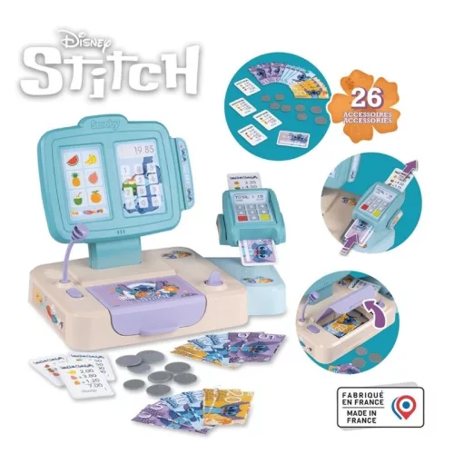 Smoby Stitch elektronikus játék pénztárgép – 26 kiegészítővel