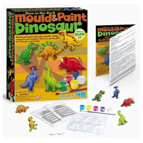 4M Gipszöntő és festő kreatív készlet – Sötétben világító dinoszauruszok