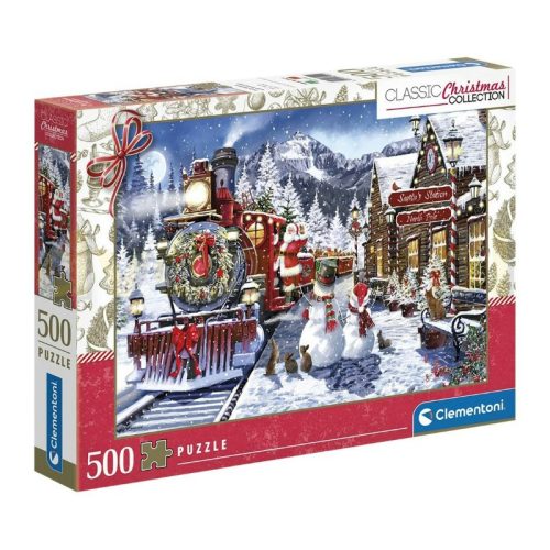 Clementoni 81502 Classic Christmas Collection Compact puzzle - Karácsonyi hangulatú vonatállomás (500 db)