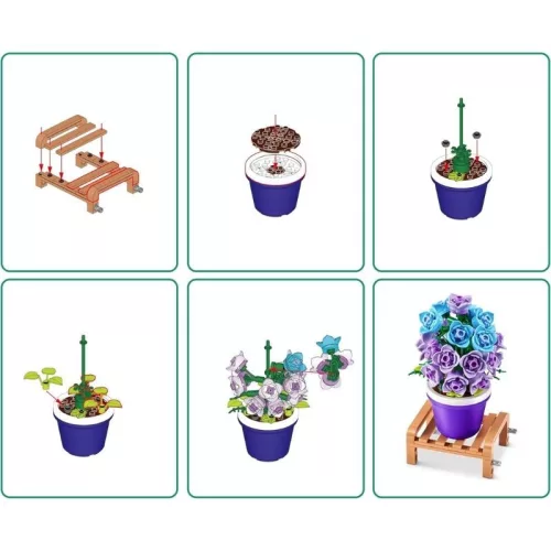 Zuru MAX Premium Garden Collection építőjáték – Campanula harangvirág cserepes növény (186 db)