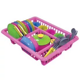 Műanyag étkezőszett – 32 db-os rózsaszín