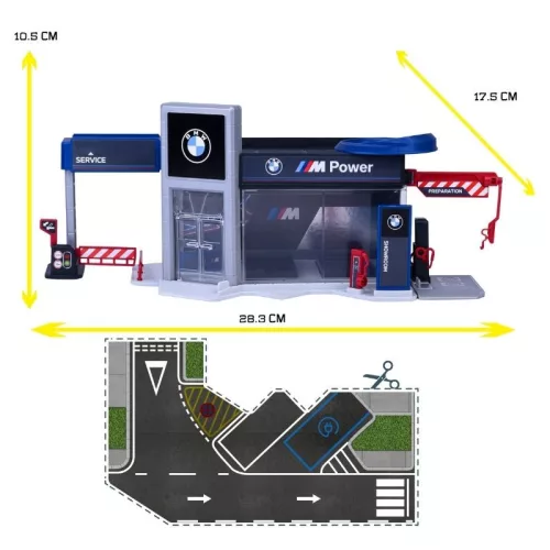 Majorette BMW Showroom játékszett BMW M3 fém kisautóval