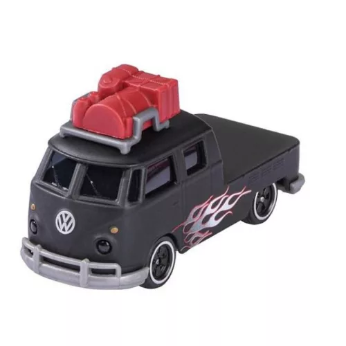 Majorette Volkswagen Premium – VW T1 fekete lángnyelves fém kisautó (1:64)
