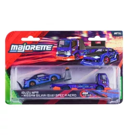 Majorette JDM Legends fém trailer kisautóval - Isuzu NPR + Nissan Silvia (S15) Spec R Aero