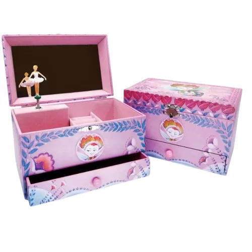 Zenélő ékszerdoboz tükörrel és fiókkal – Chloe