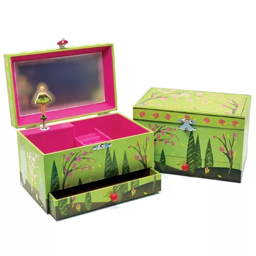 Zenélő ékszerdoboz tükörrel és fiókkal – Évszakok