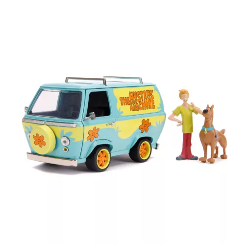 Jada Toys Scooby-Doo Mystery Machine modellautó figurákkal – rejtély-járgány Bozonttal és Scooby-Doo-val (1:24)