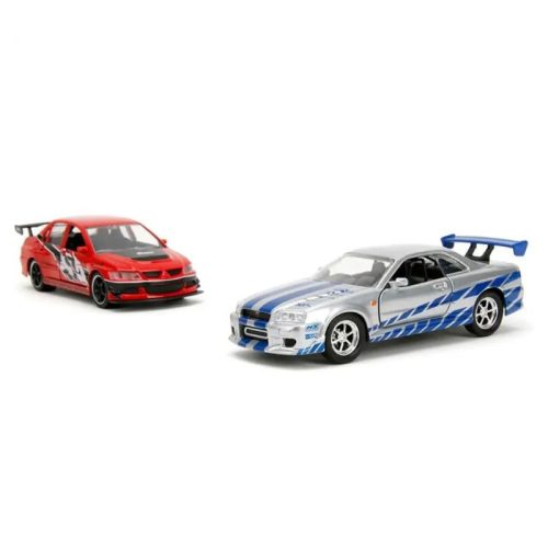 Jada Toys Fast & Furious Twin Pack 1:32 kisautók – 2006 Mitsubishi Lancer Evo IX és Brian's 2002 Nissan Skyline GT-R R34