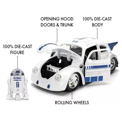 Jada Toys Star Wars R2-D2 1959 Volkswagen Drag Beetle fém autómodell és figura – 1:24