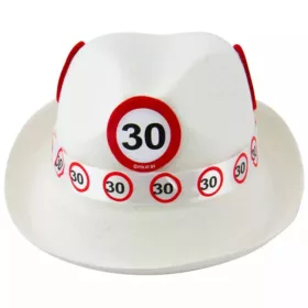 Fehér kalap sebességkorlátozó 30-as jellel