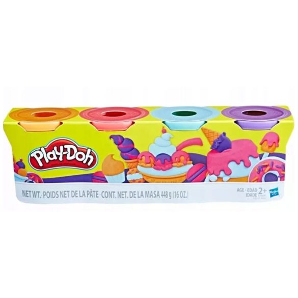 Play-Doh 4 db-os gyurmaszett (narancssárga, pink, világoskék, lila)