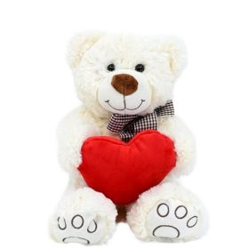 Marci maci – krém színű mackó plüss figura szívvel (25 cm)