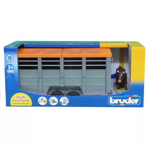 Bruder 02227 Állatszállító pótkocsí tehén figurával