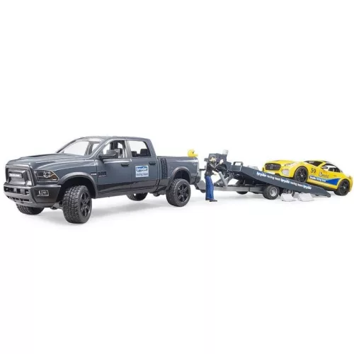 Bruder 02504 RAM 2500 Power Wagon és Roadster Racing Team versenyautó autószállítóval
