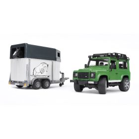 Bruder 02592 Land Rover Defender lószállító utánfutóval és lóval