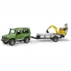 Bruder 02593 Land Rover Defender utánfutóval, CAT markolóval és figurával