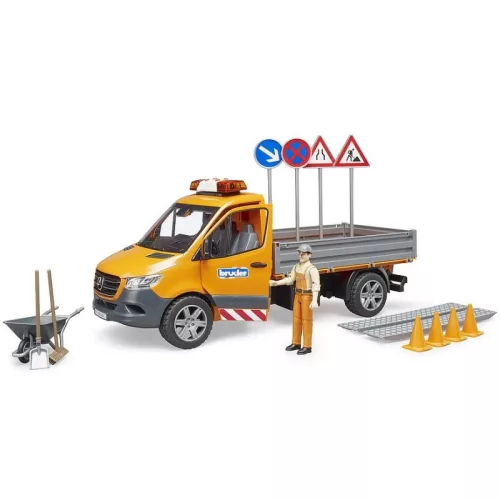 Bruder 02677 MB Sprinter kisteherautó útépítő figurával és kiegészítőkkel