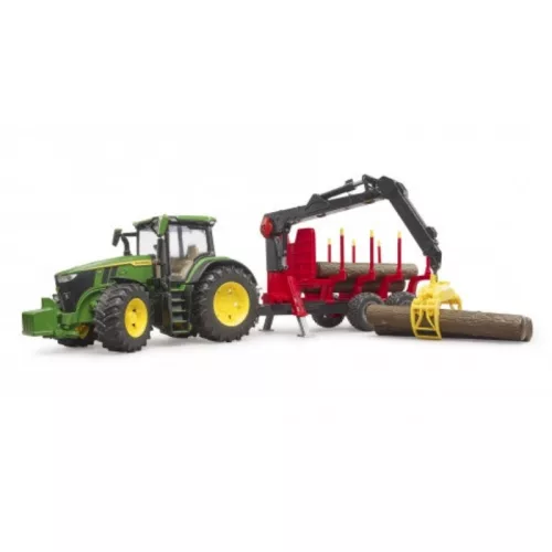 Bruder 3154 John Deere 7R 350 traktor faszállító utánfutóval