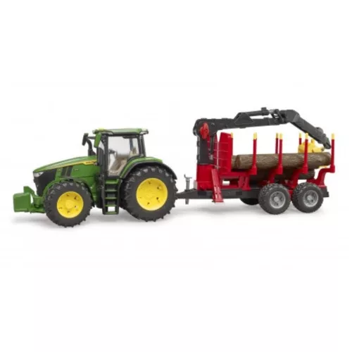 Bruder 3154 John Deere 7R 350 traktor faszállító utánfutóval