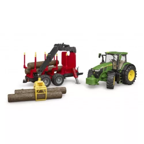 Bruder 3154 John Deere 7R 350 traktor faszállító utánfutóval