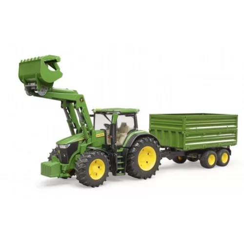 Bruder 3155 John Deere 7R 350 traktor homlokrakodóval és pótkocsival