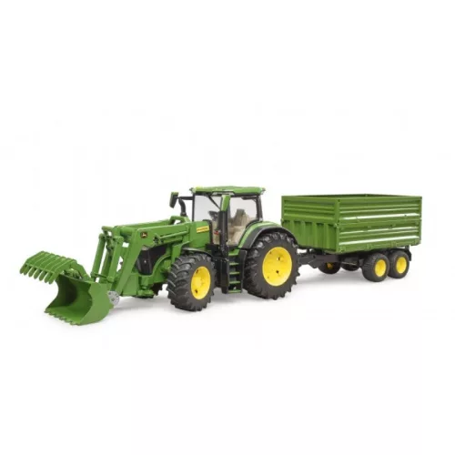 Bruder 3155 John Deere 7R 350 traktor homlokrakodóval és pótkocsival