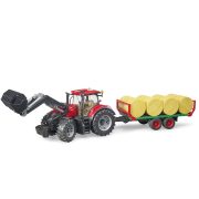 Bruder 03198 CASE IH Optum 300 CVX traktor homlokrakodóval és bálaszállítóval