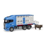   Bruder 03549 Scania-R konténeres állatszállító teherautó szarvasmarhával