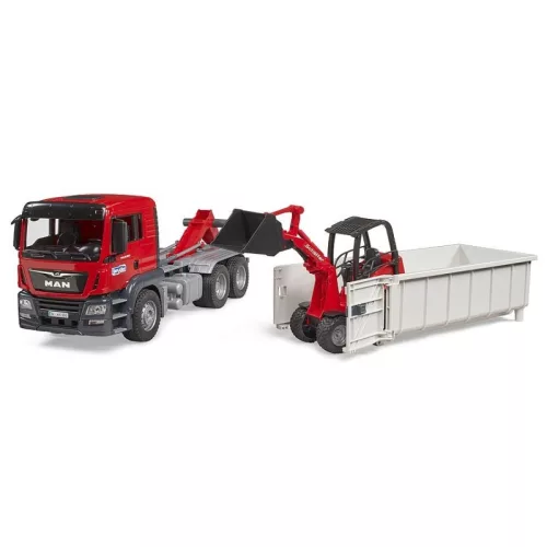 Bruder 03767 MAN TGS tréler konténerrel és Schäffer rakodóval