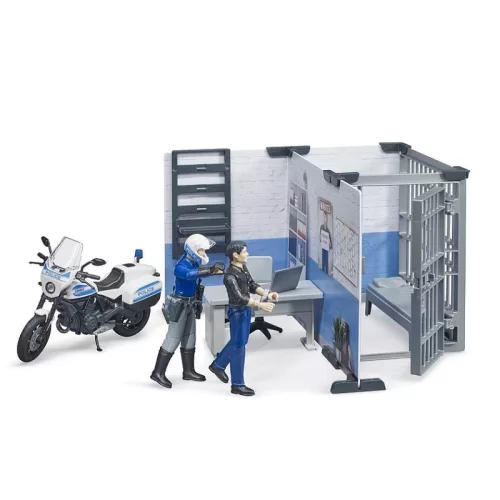 Bruder bworld 62732 Rendőrőrs rendőrrel, motorkerékpárral és bűnözővel