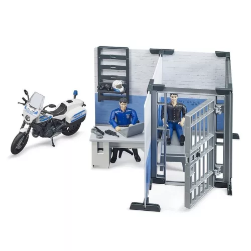 Bruder bworld 62732 Rendőrőrs rendőrrel, motorkerékpárral és bűnözővel