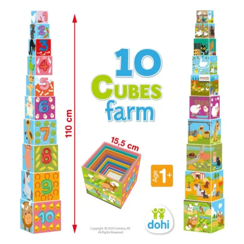 10 Cubes torony – Farm kockarakosgatós építőjáték