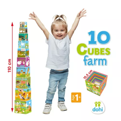 10 Cubes torony – Farm kockarakosgatós építőjáték
