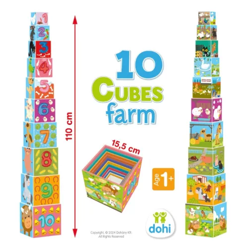 10 Cubes torony – Farm kockarakosgatós építőjáték