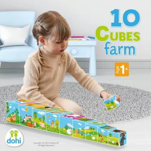 10 Cubes torony – Farm kockarakosgatós építőjáték