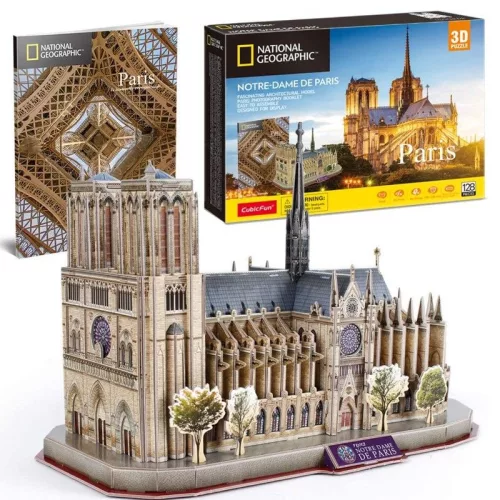 CubicFun DS0986 Nat. Geo 3D puzzle – Párizs, Notre-Dame fotóalbummal (128 db)