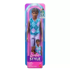 Barbie Fashionistas divatbaba – Ken baba türkiz és lila rombuszmintás felsőben (#253) – Ken