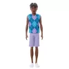 Barbie Fashionistas divatbaba – Ken baba türkiz és lila rombuszmintás felsőben (#253) – Ken